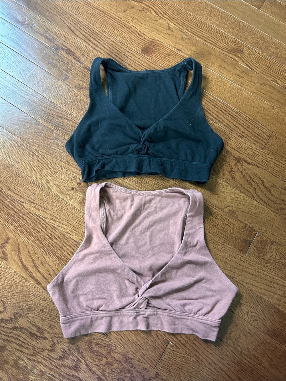 TWO Seam-Knot Front Racerback Bralette - Black and Mauve